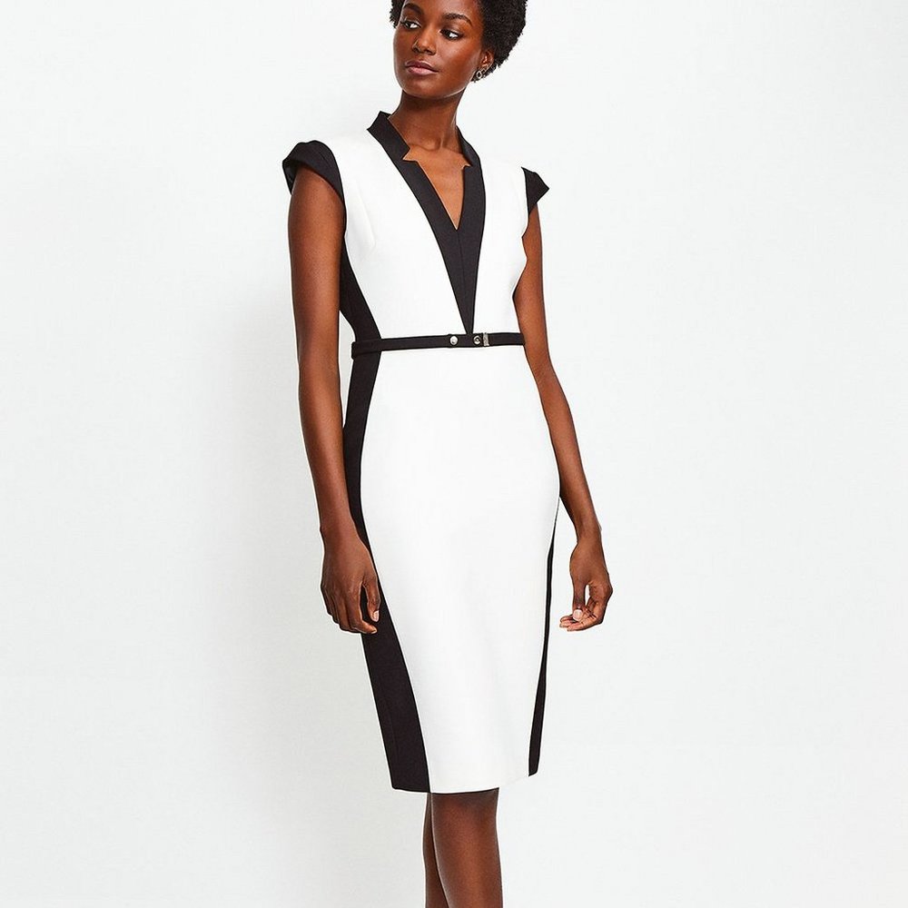 Karen Millen forever color block cap sleeve pencil dress